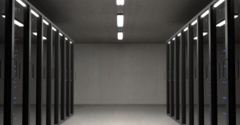 Data - Black Server Racks on a Room
