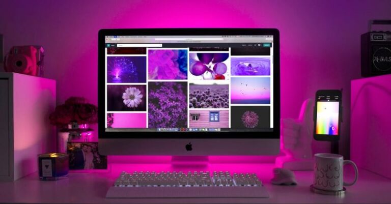 Setups - Silver Imac Displaying Collage Photos